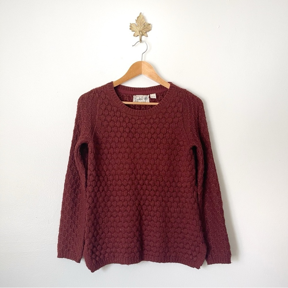 Anthropologie Field Flower brown knit sweater size Small